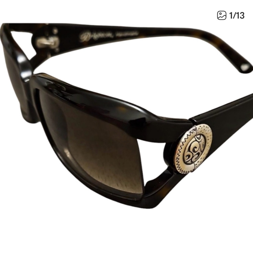 Brighton Black Tortoise Sunglasses with Silver Medallion Detail